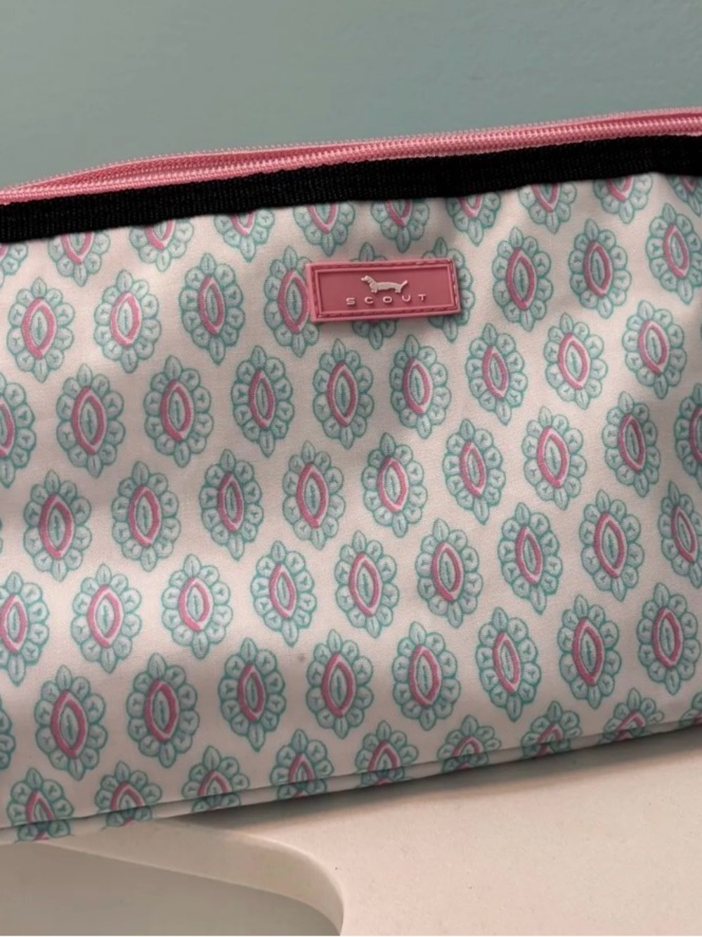 Scout Pink & Aqua Patterned Cosmetic Pouch